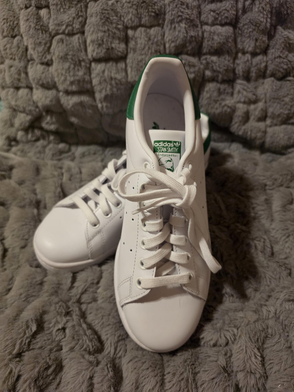 adidas Stan Smoth White Leather Sneakers with Green Heel Tab